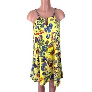 Vanessa Virginia Anthropologie Yellow Floral Painterly Trapeze Dress Sundress 6